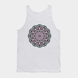 Circle Pattern Vector Art Green Magenta Pink White Tank Top